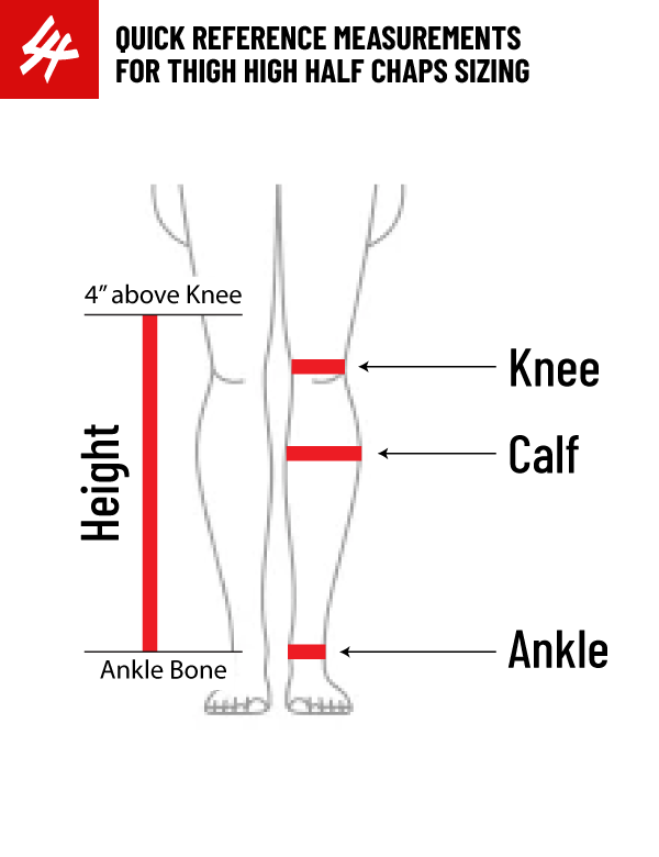 Measurements Diagram for Thigh High Half Chaps